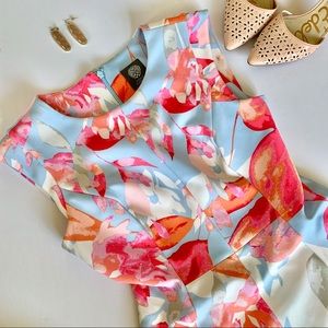 Vince Camuto Light Blue Pink A Line Spring Dress